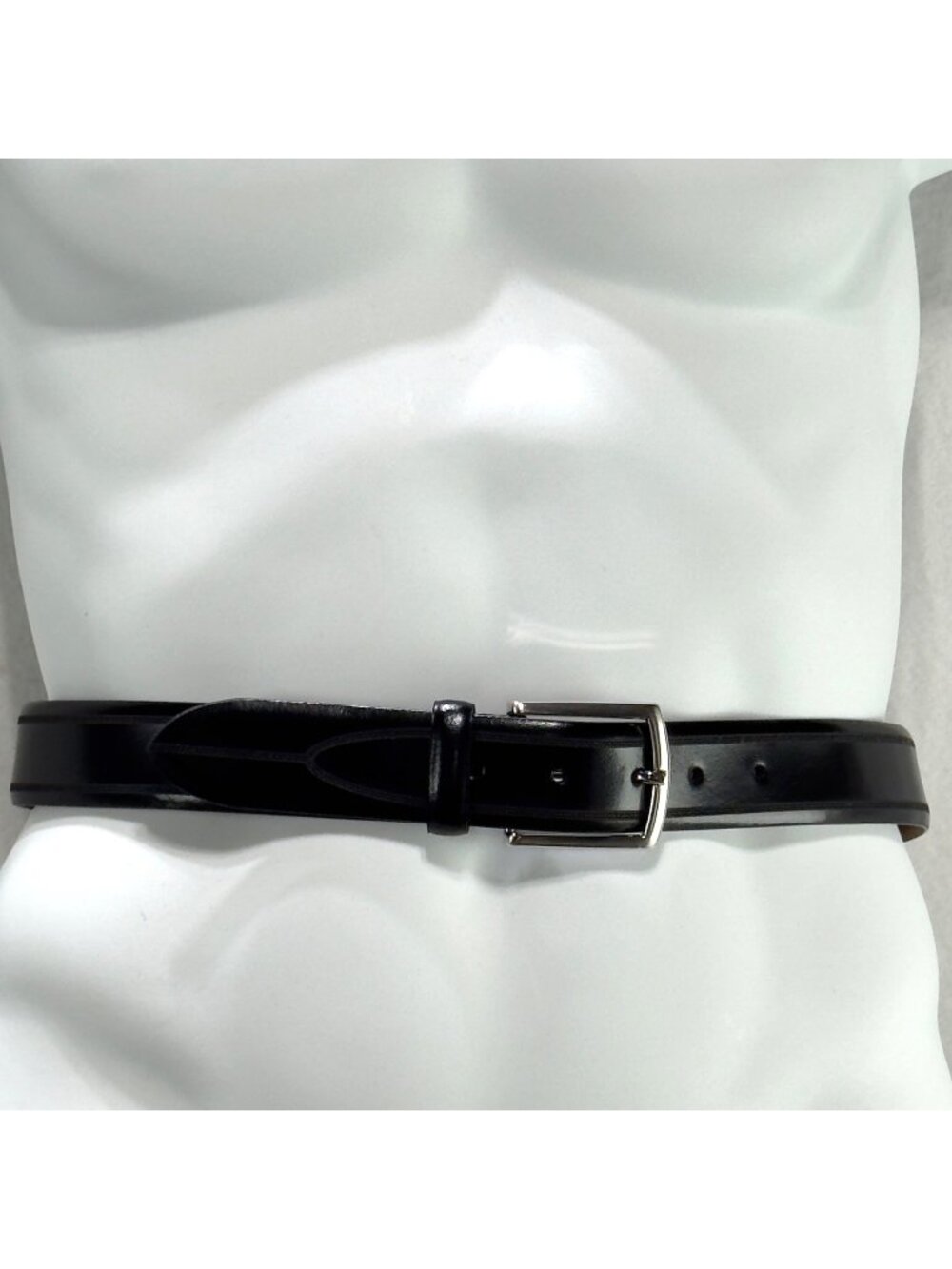 ALLEN EDMONDS Men's Black Leather Belt Handcrafted Silver Buckle Size 44